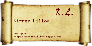 Kirrer Liliom névjegykártya